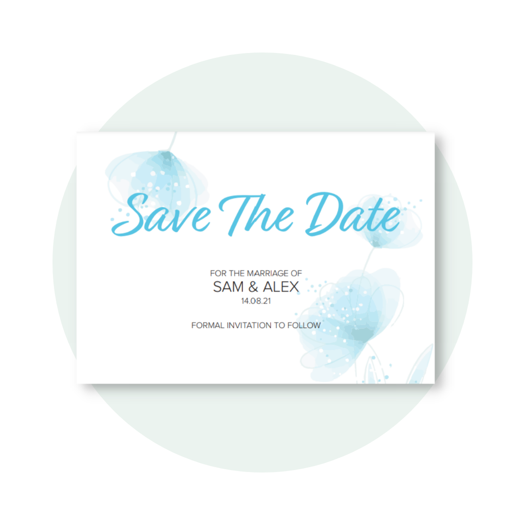 Zoe Save the Date in Blue